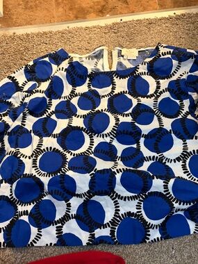kate spade Blue and Black Graphic Circle Print Top